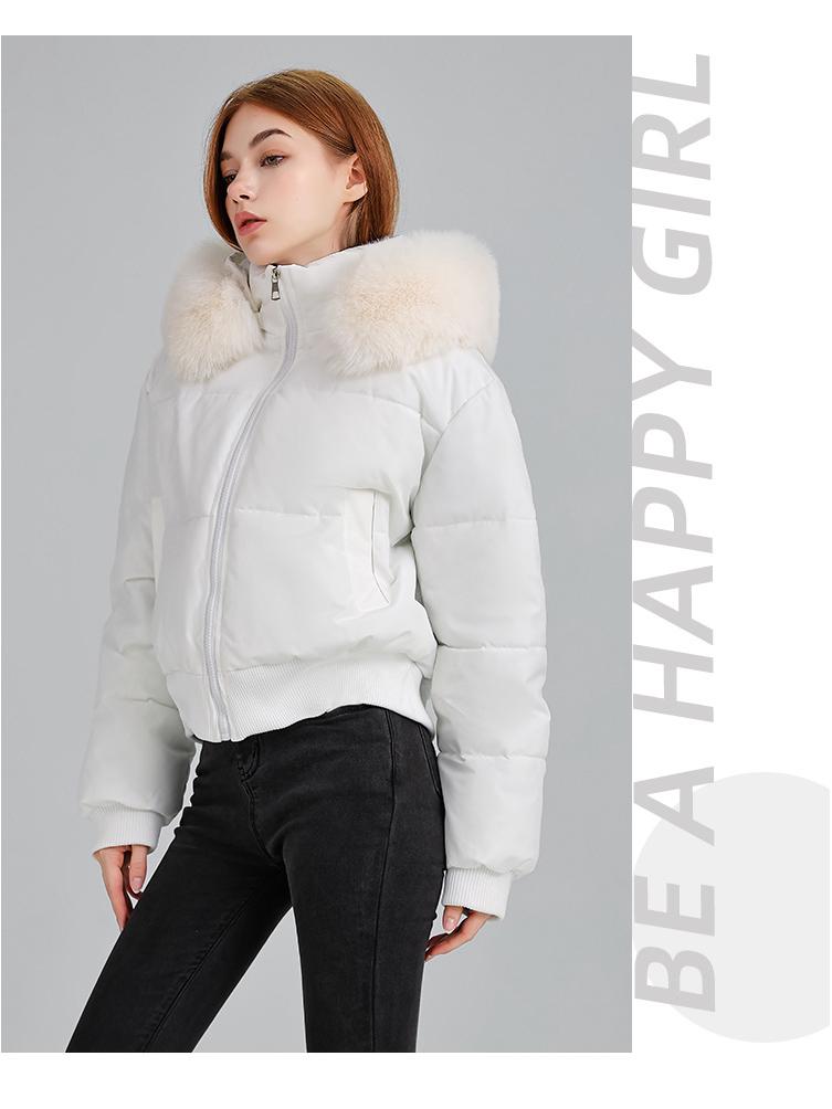 Women's Faux Fur Hooded Down Jacket - 2025 Winter Short Puffer Coat