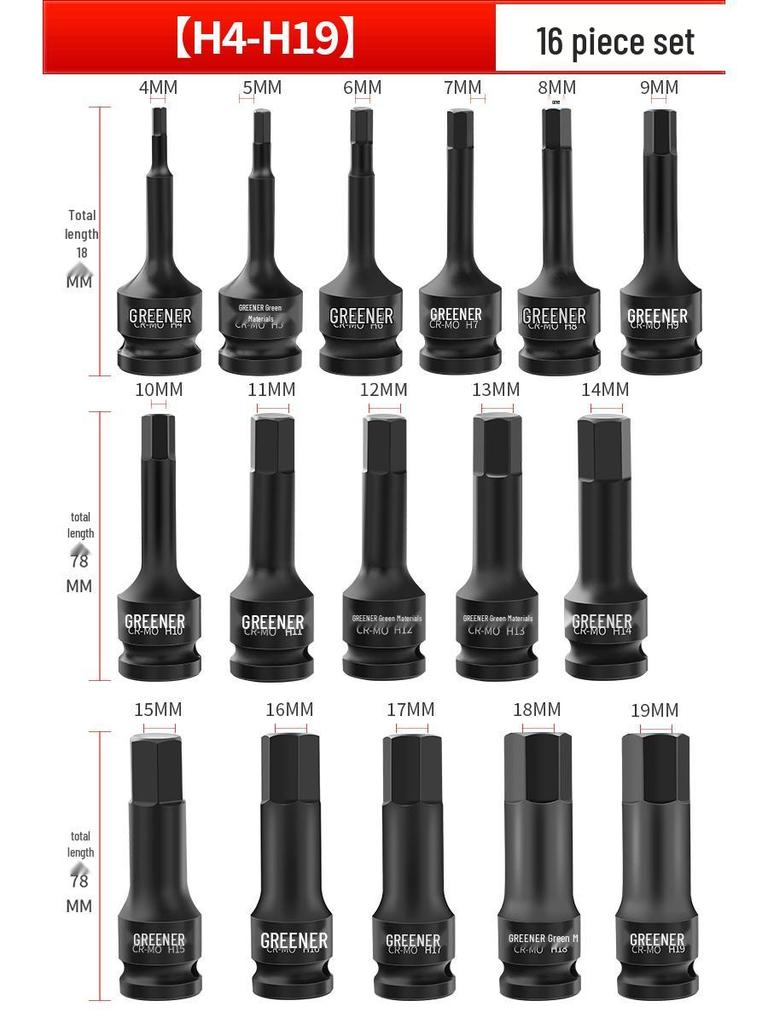 Green Forest 1/2 Hex Pneumatic Socket Wrench and Screwdriver Set