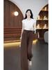 Women's Retro Drapey Wide-Leg Pants: Slimming, Elegant Straight-Leg Trousers for Spring/Summer 2025