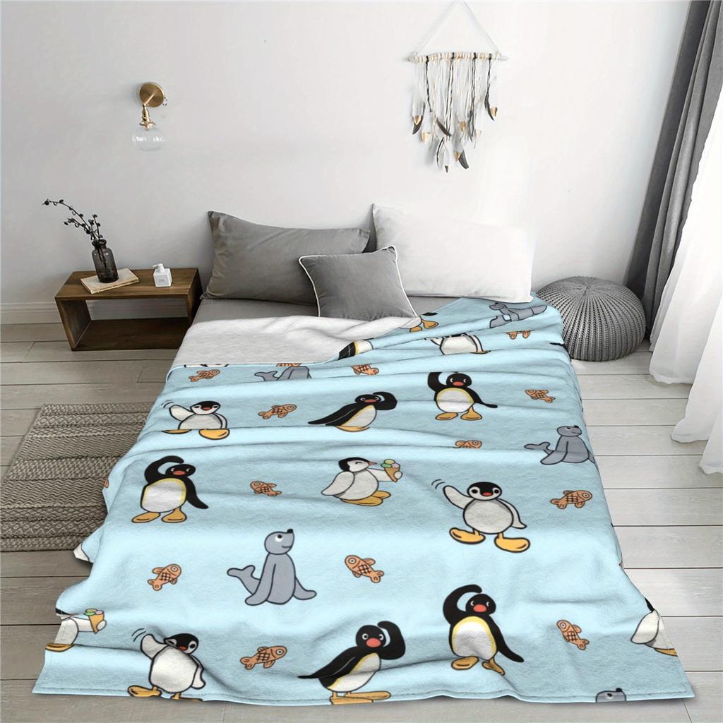 Noot pingu and friends flannel multi-functional warm blanket comfortable home sofa decoration