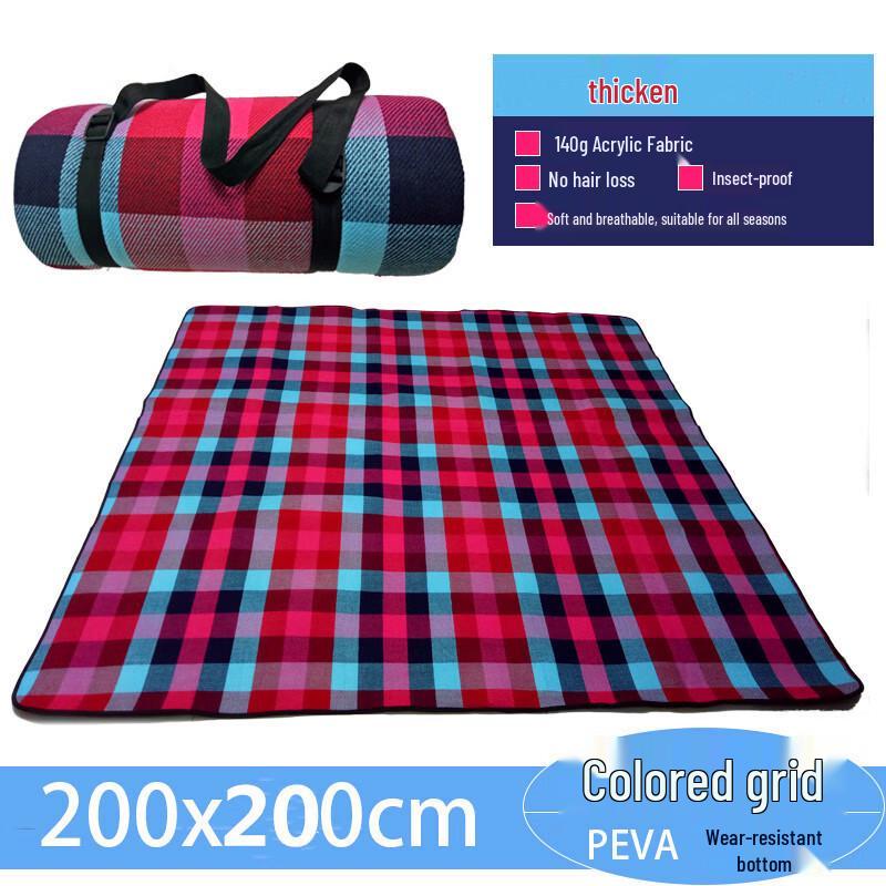 OEING Red and White Plaid Picnic Mat