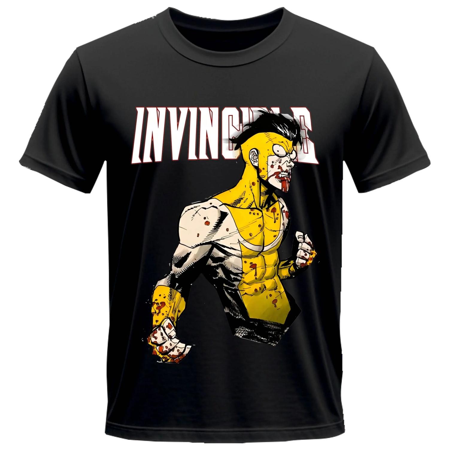 

2025 InvincibleT-Shirts Men Women Adult Anime 100% Cotton T Shirt Round Collar Short Sleeve All Seasons Tops S чёрный