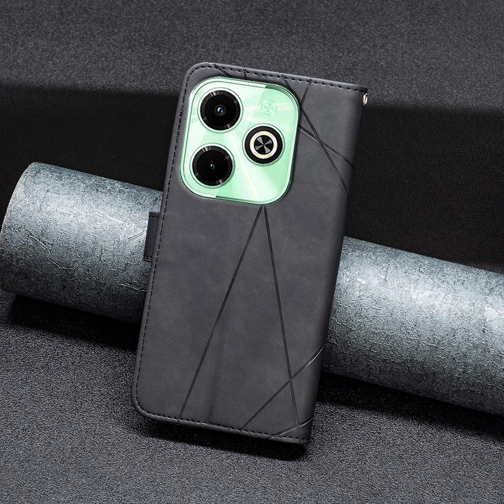 For Infinix Hot 40/Hot 40 Pro Phone Cases Wallet Stand Geometry Imprint Leather Cover
