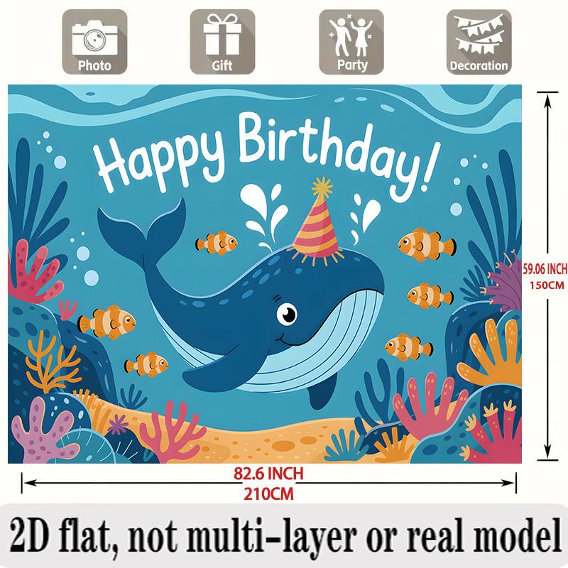 Party Backdrop Flat Whale Hanging Patterns Photo Background Decor Birthday Party Decor