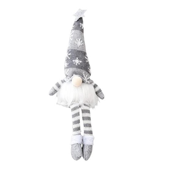 Polyester Stuffed Gnome Collectibles Lighted Christmas Doll, Knitted Figurine with LED Light, Creative Hanging Legs Sitting Ornaments Luminous Desktop