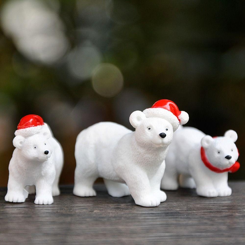 Home Decoration Craft Garden Decor Polar Bear Figurines Ornament DIY Accessories Christmas