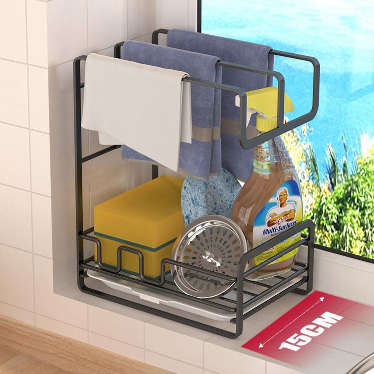 Küchenlappenständer, lochfreies Arbeitsplattenregal, Geschirrtuch-Abtropfgestell, multifunktionale Lagerregale