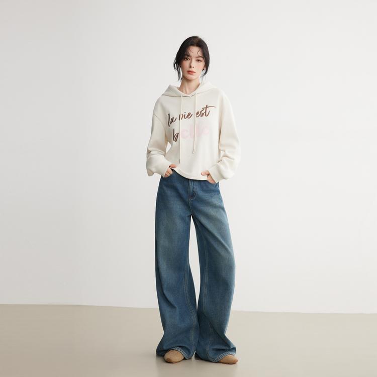 ELLE French Vintage Lyocell High-Waisted Slim Banana Straight Casual Jeans Women bottoms EQ63151