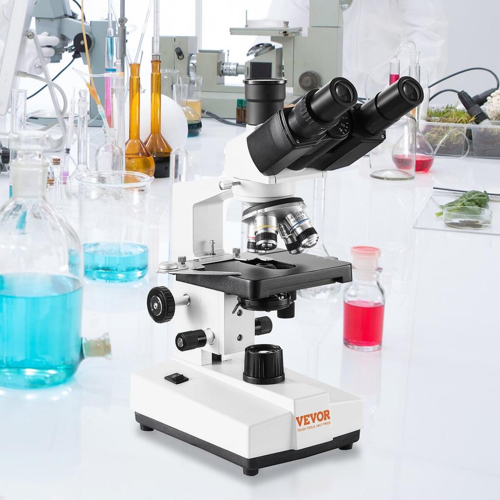 Compound Trinocular Microscope 40X-5000X Two-Layer Mechanical Stage