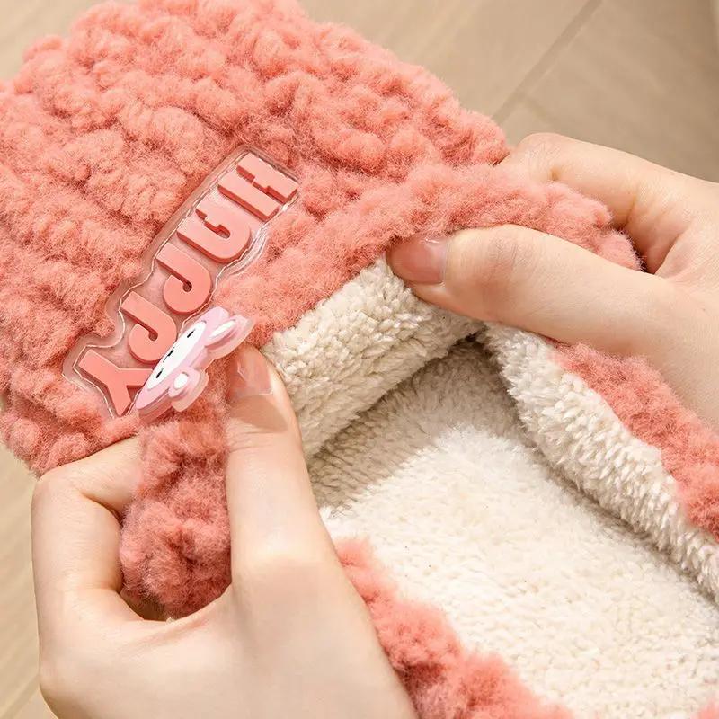 Fashion men large winter slippers 46/47 Indoor floor non-slip bedroom slippers warm fluffy slippers male unisex home casual cotton shoe