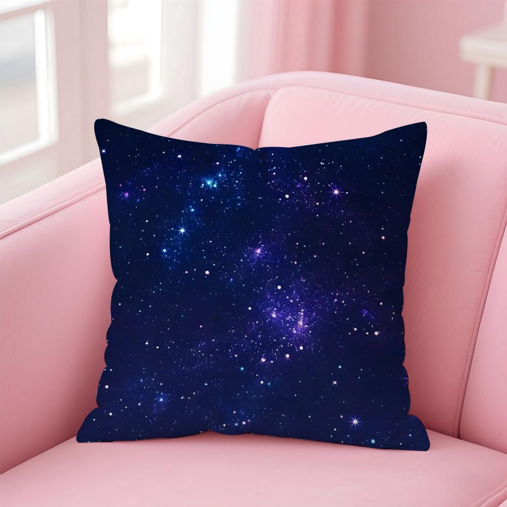 PPretty dream Galaxy starry sky Cushion Cover Pillow Case Soft Friendly Fabric  Concealed Zipper