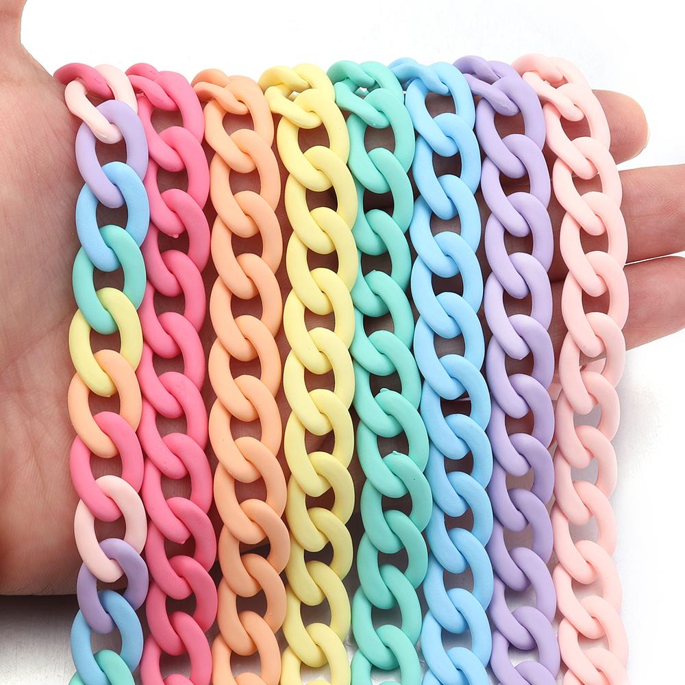 20pcs 17x11mm Acrylic Link Chain Candy Color Assembled Parts Loose Beads for DIY Jewelry Making Bracelets Necklace Accessories