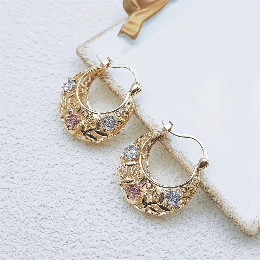 [Elegant Earrings] Elegant Floral Hollow Drop Earrings for Women | Versatile Fashion Jewelry for Everyday & Parties, Pendant, Flower