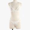 Yousheng 2 Pcs/Set Bra Panties Set See-through Mesh Hollow Out Solid Color Elastic Strap Decor Thin High Waist Wedding Night Honeymoon Underwear Set