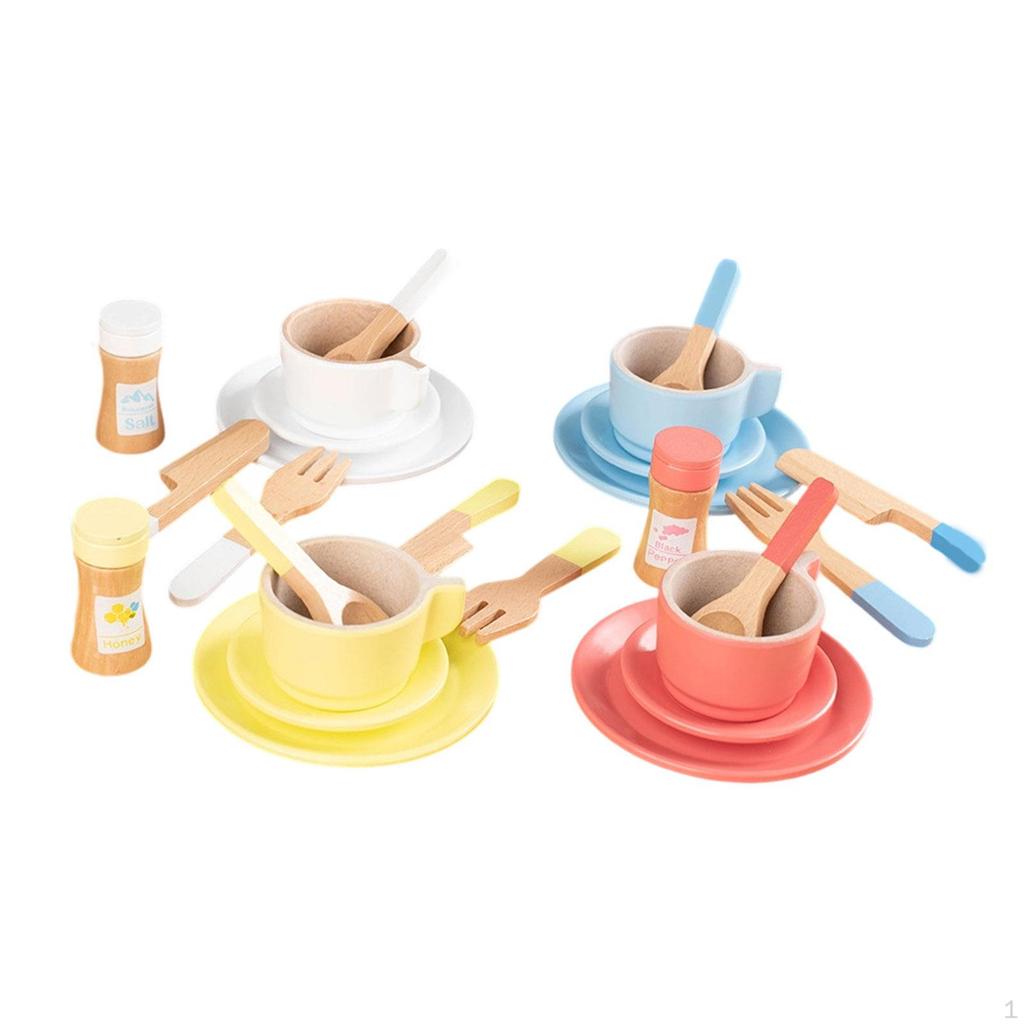 Children's Tea Party Play Set for Ages 3 to 5 with Wooden Teacups