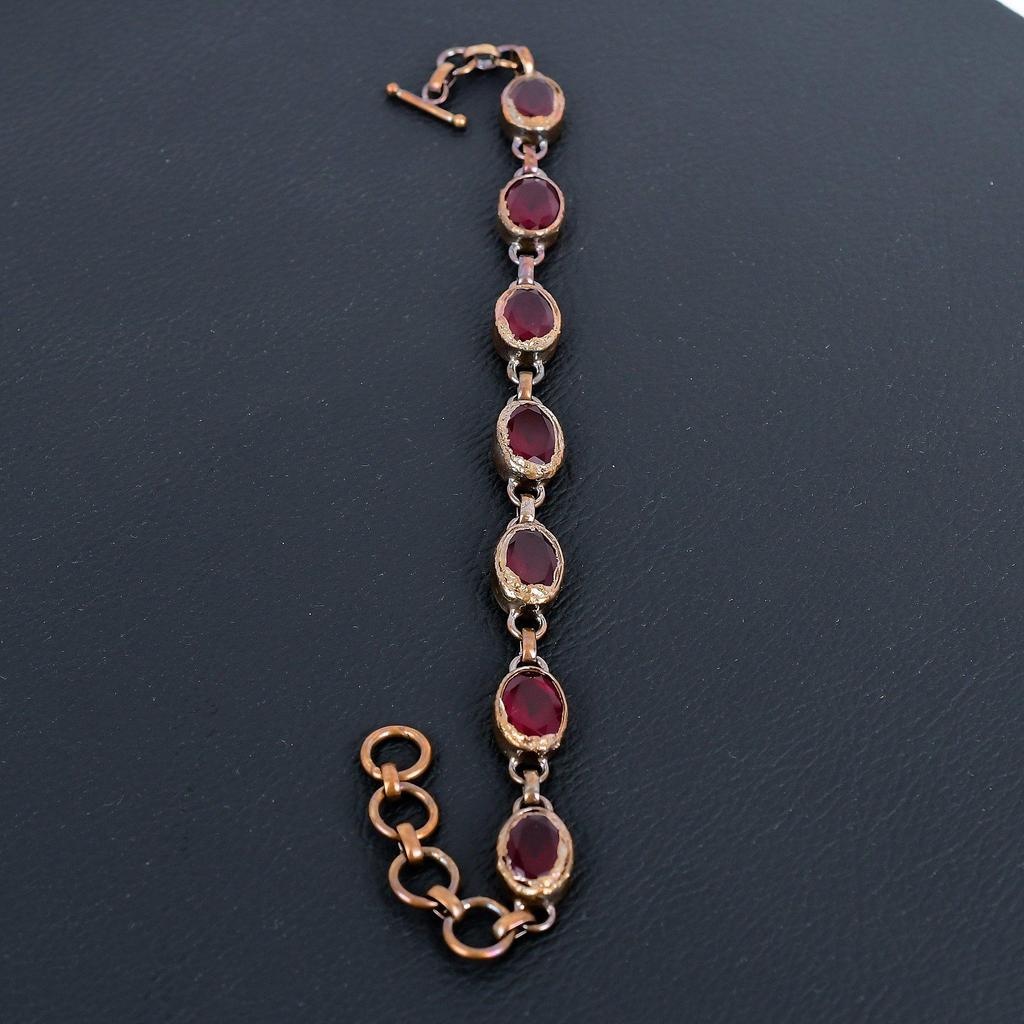 Ruby Gemstone Handmade Copper Electroformed Jewelry Amazing Lab-Created Bracelet For Women