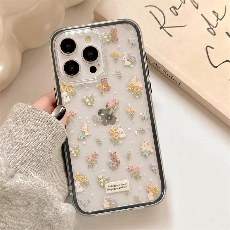 Full Screen Floral Rabbit Three-in-one Colorful for Apple 16/15iphone13/XR/MAX Huawei Mobile Phone Case