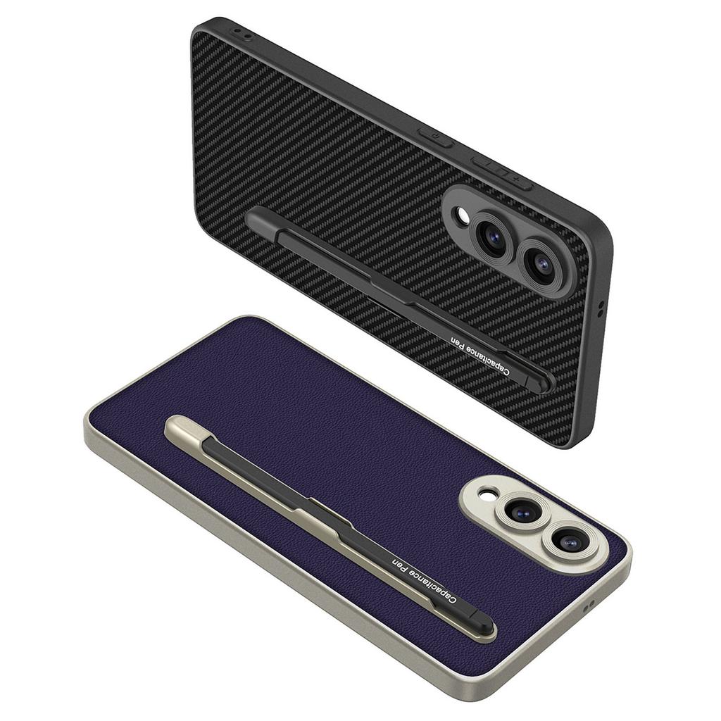 For Samsung Galaxy S25 Edge Case with Stylus Skin Touch PU+TPU+PC Phone Back Cover