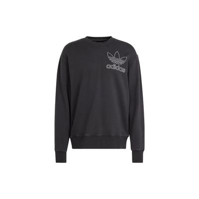 adidas Originals Adicolor Outline Logo Print Sweatshirt, Men Classic Retro Style Soft Fabric Long Sleeve Daily Streetwear Casual Black Tops IU2350