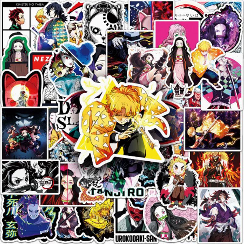 50Pcs Various Demon Slayer Graffiti Sticker Anime Waterproof Decals Stickersr For Water Cup Ipad Phone Laptop Scrapbook Kids Toy