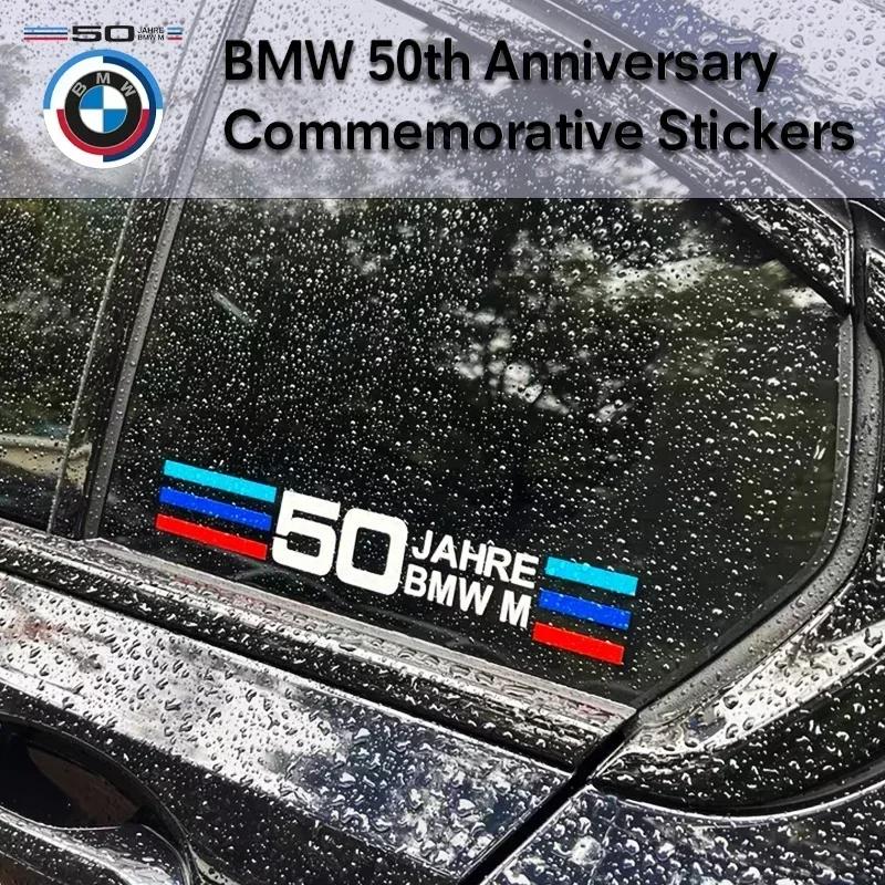 BBYX8 2025 Hots E60 1X Car Triangle Window Decoration 50 Anniversary sticker For BMW 50th E46 E39 E38 E90 E60 E36 F30 F20 X1 X3 X5 M2