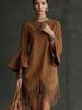 Retro Bell Sleeve Tassel Loose Dress for Women