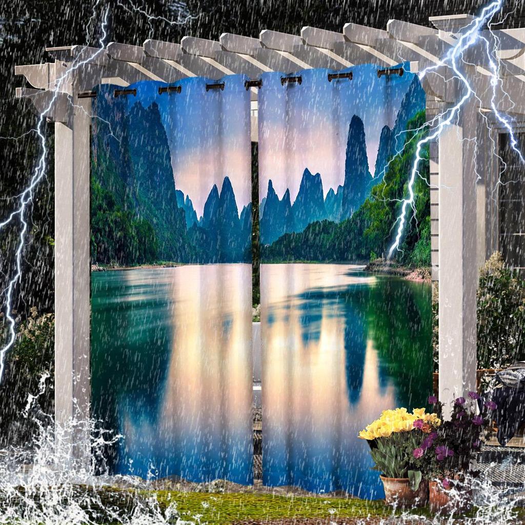High-Definition 3D Outdoor Scenery Waterproof Curtains for Rainy Days