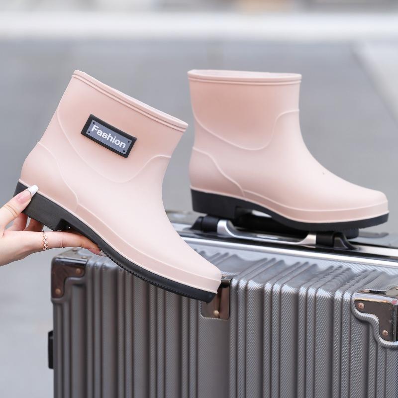 Fashion British short women's rain boots non-slip women's low tube rain shoes outdoor wading rubber shoes mother water writing kitchen shoes