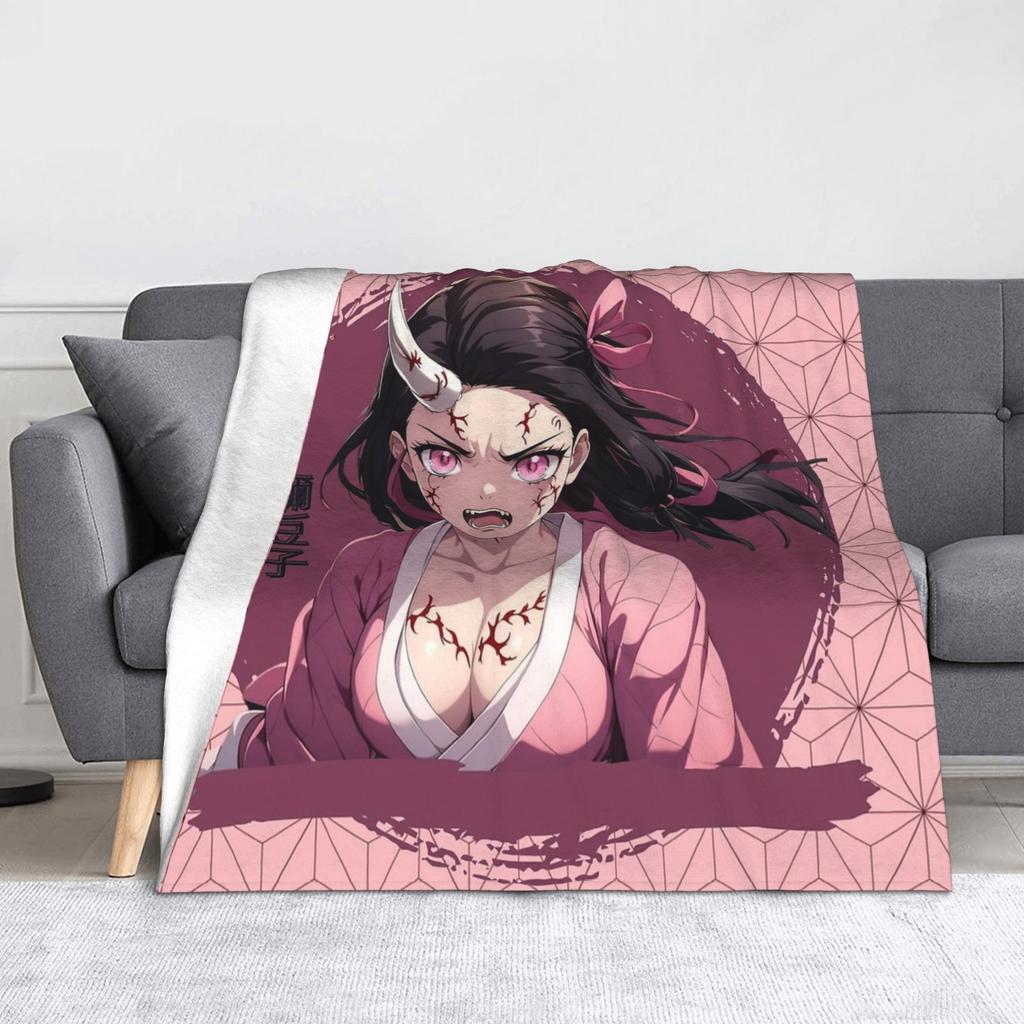 Kyojuro Rengoku Kimetsu No Yaiba Blanket Velvet Spring Autumn Japanese Anime  Multifunction Throw Blanket for Sofa Bedroom Quilt