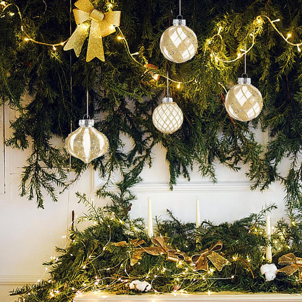 Christmas Ornaments Set 9 Pieces Clear Holiday Decorations Shatterproof Balls Ornaments For Home Family Gathering Dinner