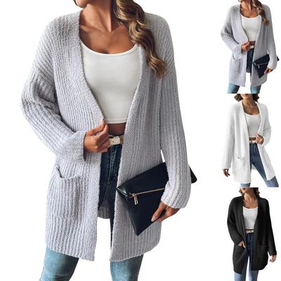 Ladies' Autumn And Winter Knitted Sweater Casual Cardigan Double Pocket Sweater Jacket