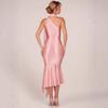 New European & American Women's Sexy Slim Halter Neck High Stretch Satin Bodycon Ribbon Dress