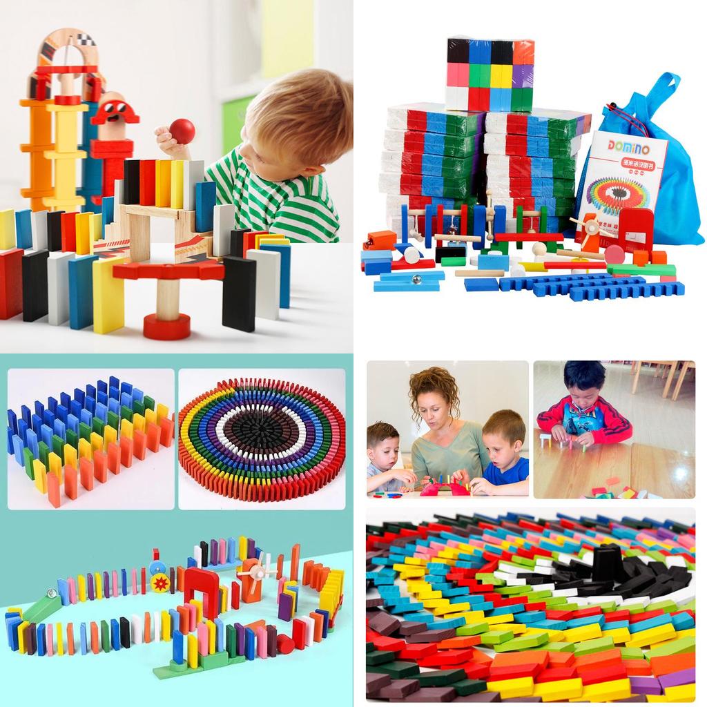 Colorful Dominoes Educational Toy For Boys Wood Material Brain Teaser Early Learning Intellectual Development 120 Pieces