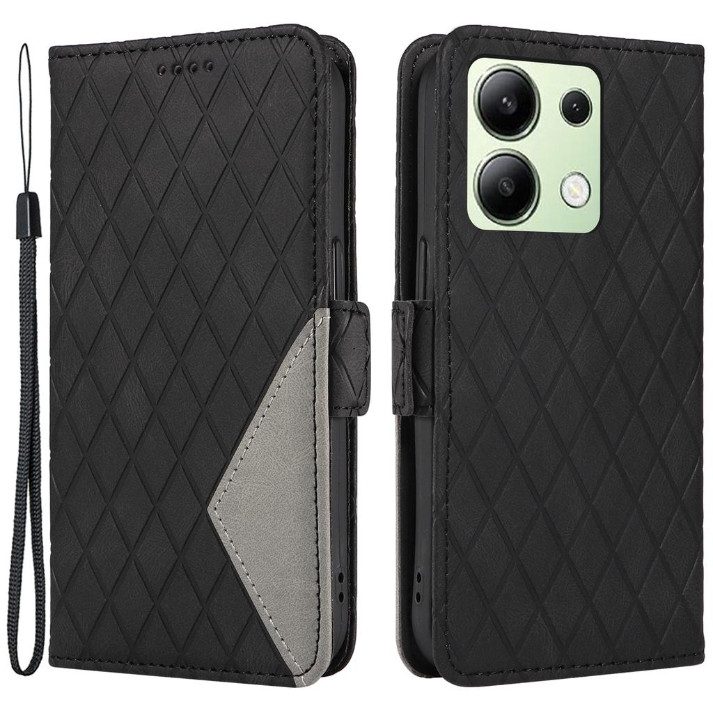 For Xiaomi Redmi Note 13 4G Leather Case Wallet Phone Cover Rhombus Pattern