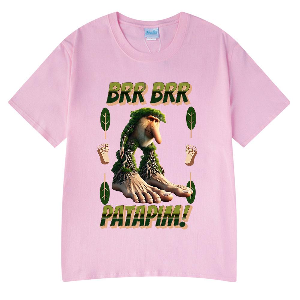 Brr Brr Patapim T-Shirt Lustiges Italienisches Brainrot Meme Grafik T-Shirt Männer Frauen Kleidung Sommer 100% Baumwolle Gemütliche Weiche T-Shirts Oberteile