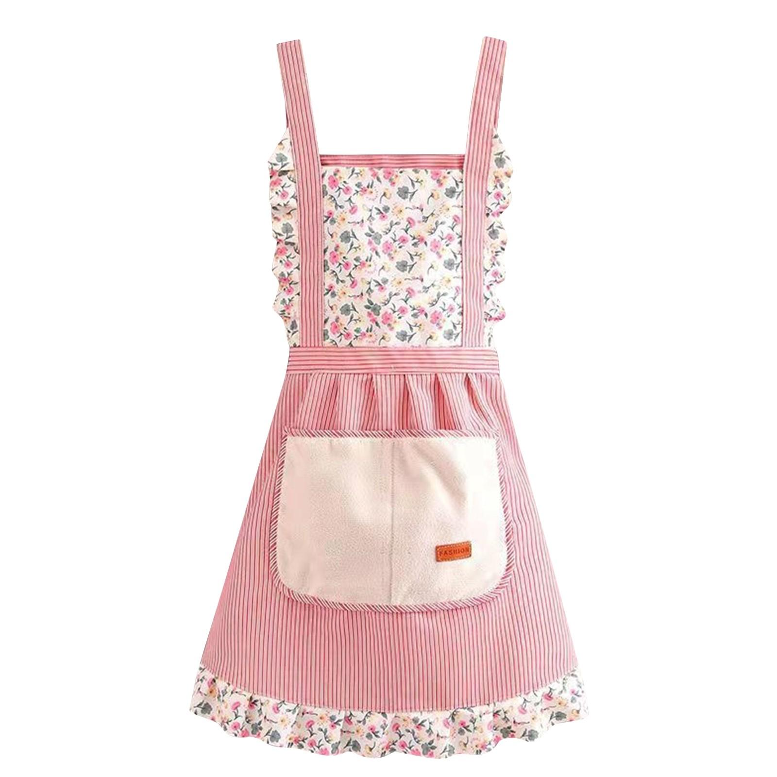 

Холщовый фартук для домашнего использования, стираемый вручную фартук для кухни, дышащая кулинарная одежда, облегающая талию рабочая одежда One Size розовый