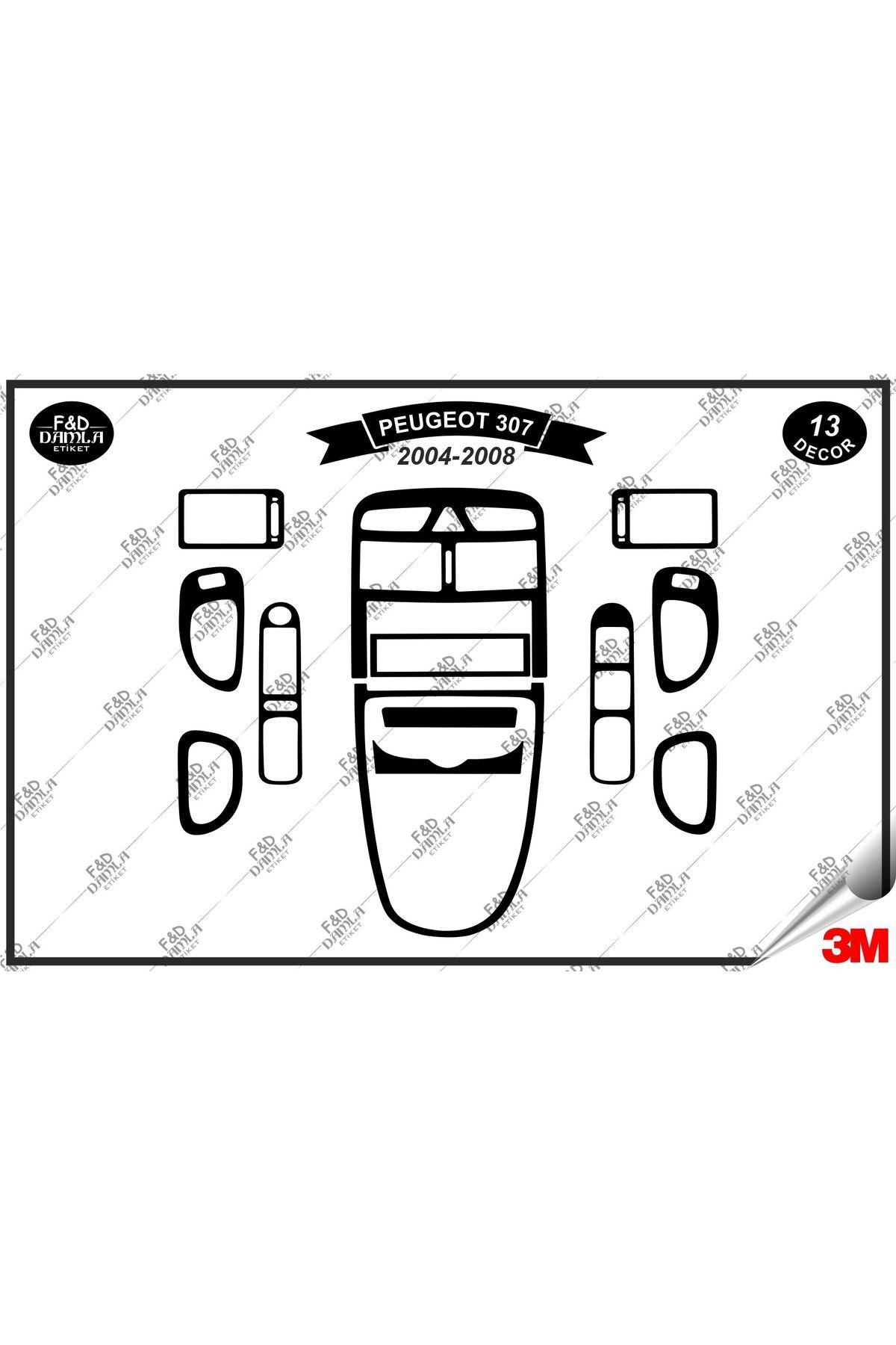 

Peugeot 307 2004-2008 Torpido Konsol Trim Göğüs Maun Kaplama Set 13 Parça Siyah