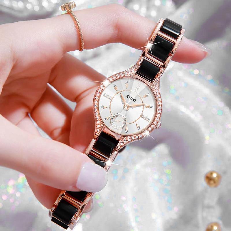 Women Watch Brand Light Luxury Simple Temperament Retro Leisure Niche Waterproof Diamond Inlaid Ladies Fashion Quartz Watches