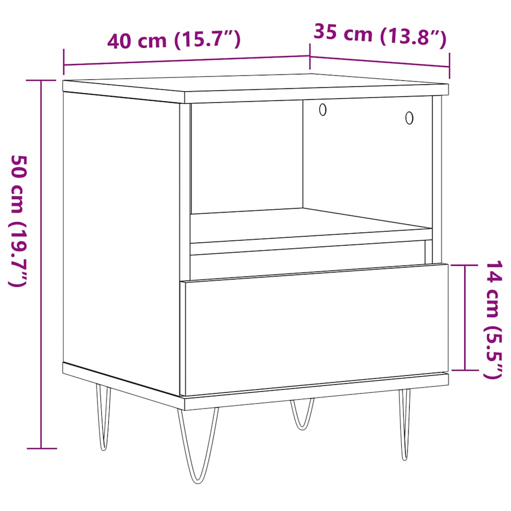 Nightstand Artisan Oak 40x35x50 cm Engineered Wood