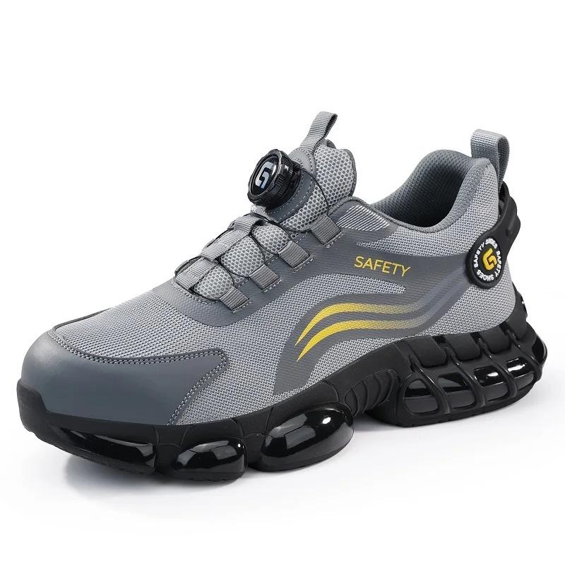 Fashion Safety Boots Fashion New Safety Work Shoes Anti-smash Anti-puncture Anti-odor Men Wear Shoes Non-slip Knob Buckle Steel Toe Shoe