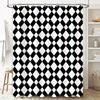 Modern Bathroom Decor: Bold Black White Checkered Shower Curtain Set for Bathrooms Waterproof Fabric with Hook Rings (205x183cm)