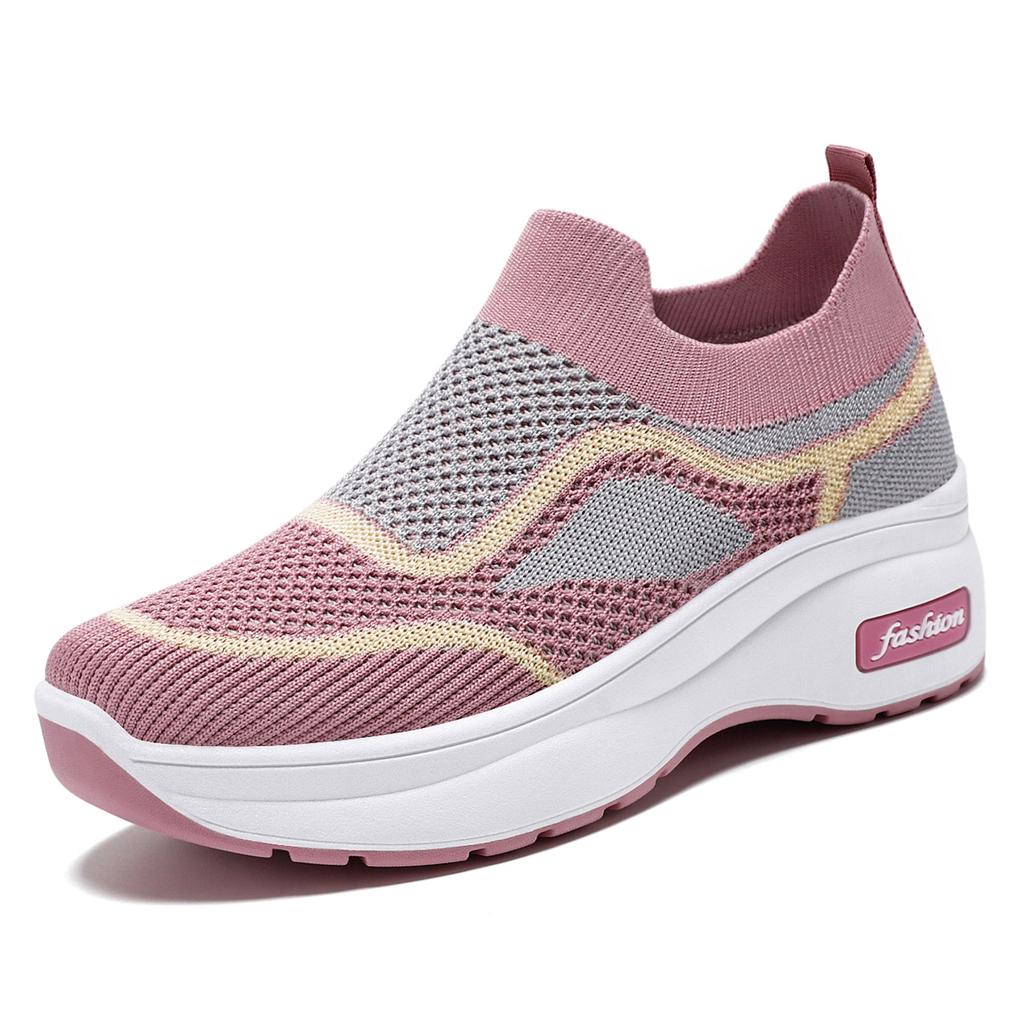 Women's Shoes, Thick-soled Height-increasing Shoes, Spring Fly-knitting Mesh Shoes, Casual Shoes, Single Shoes, Comfortable and Breathable