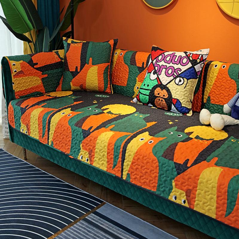 

Подушка для дивана из чистой хлопковой ткани, универсальная нескользящая подушка с милым мультяшным рисунком, простой чехол для дивана, чехол для подушки на спинку, тканевый чехол 70*70cm