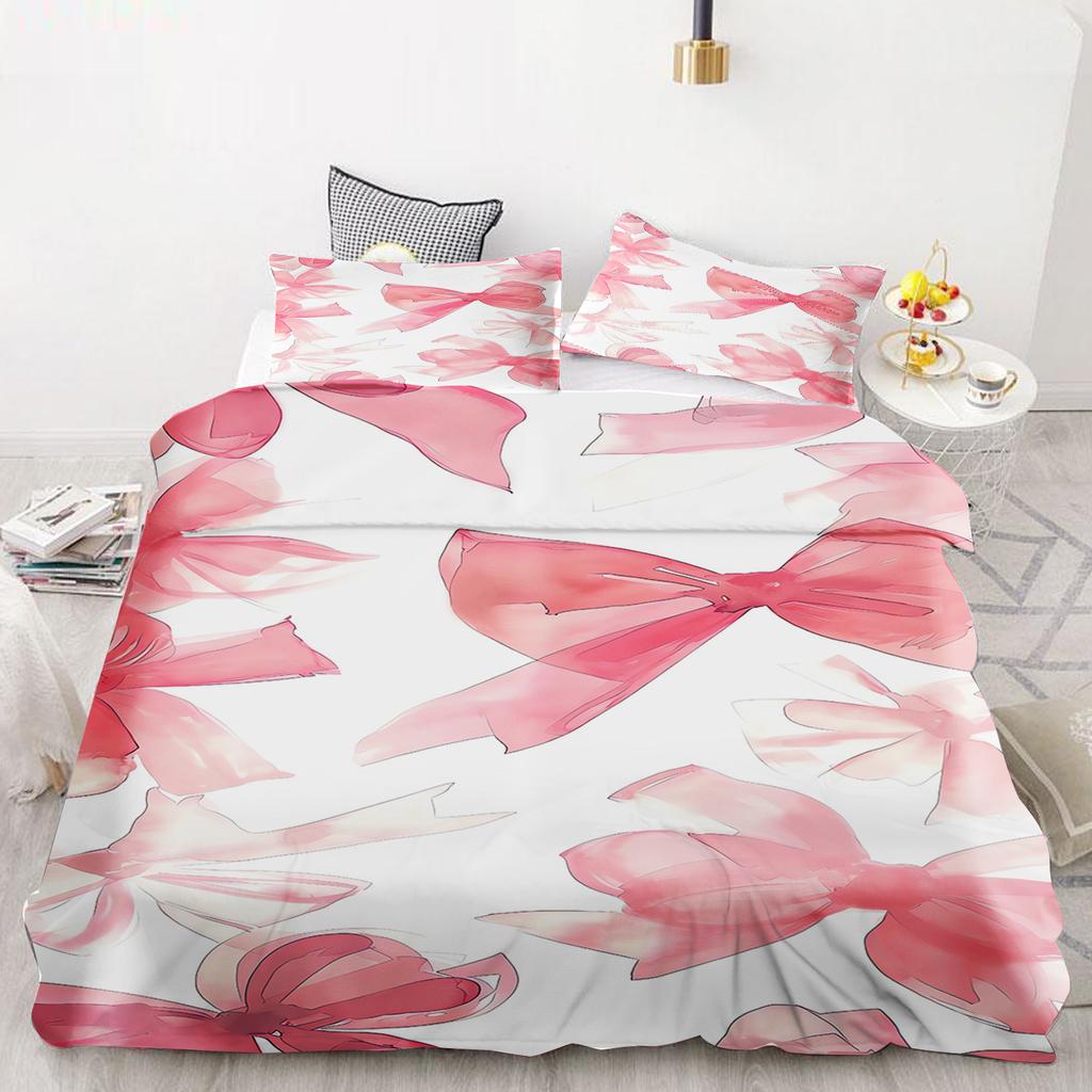 Schleife Bettbezug Set Bettdecke Bettwäsche 3D Kinderbettwäsche Set 3-teilig 1 Bettdeckenbezug King Size