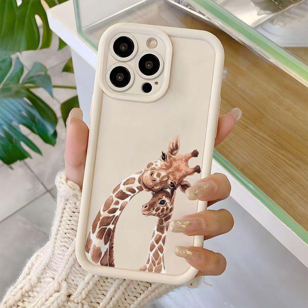 Cute giraffe pattern phone case for iPhone 17 16 15 14 13 12 11 Pro/ Max /Plus anti-fall and shockproof back cover