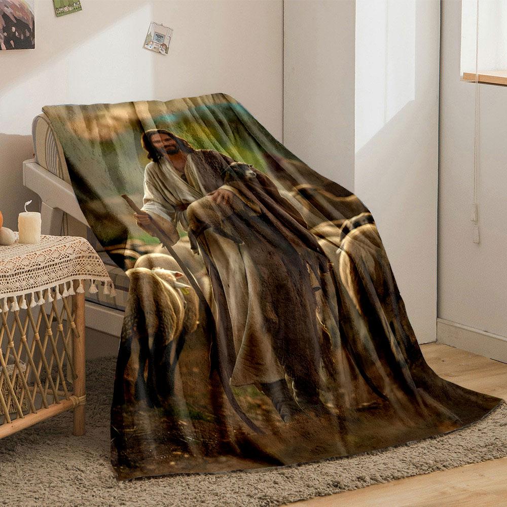Shepherd Lamb Flock Blanket Printed Blanket for Living Room Bed Couch lunch break Soft Cozy Blanket for Friend's festival Gift