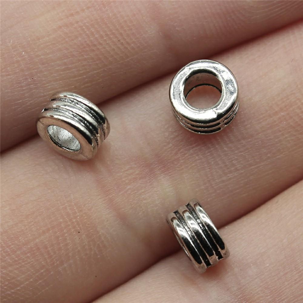 20pcs Big Hole Round Carved Spacer Beads For Jewelry Making Antique Silver Color DIY Crafts Making Findings Handmade Findings