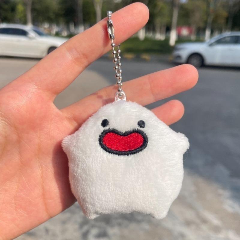 Soft Cute Walla Walla Plush Keychain New Cute Kawaii Ghost Doll Charm Creative White Round Accessory Pendant Bag Pendant Gifts