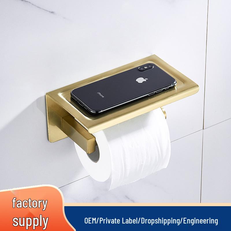 Soporte Compacto para Papel Higiénico y Teléfono de Baño con Diseño Sencillo