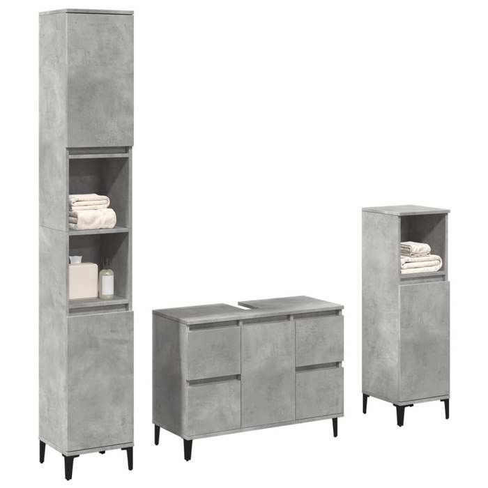 VidaXL Set of Bathroom Furniture 3 Pcs Concrete Grey 3324950